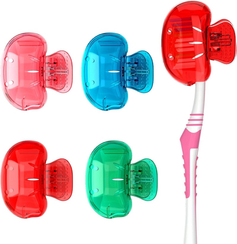 Nincha 4-Pack Multicolor Toothbrush Head Covers - Universal Clip-On Protector for Manual & Electric Brushes - Travel-Friendly Hygienic Dust Guard - Suitable for Kids & Adults (Red, Blue, Green,Pink) - Image 1